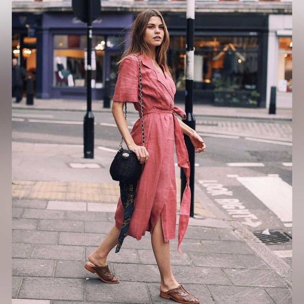 Free People Klara Wrap Midi Linen Dress - Picture 2 of 12